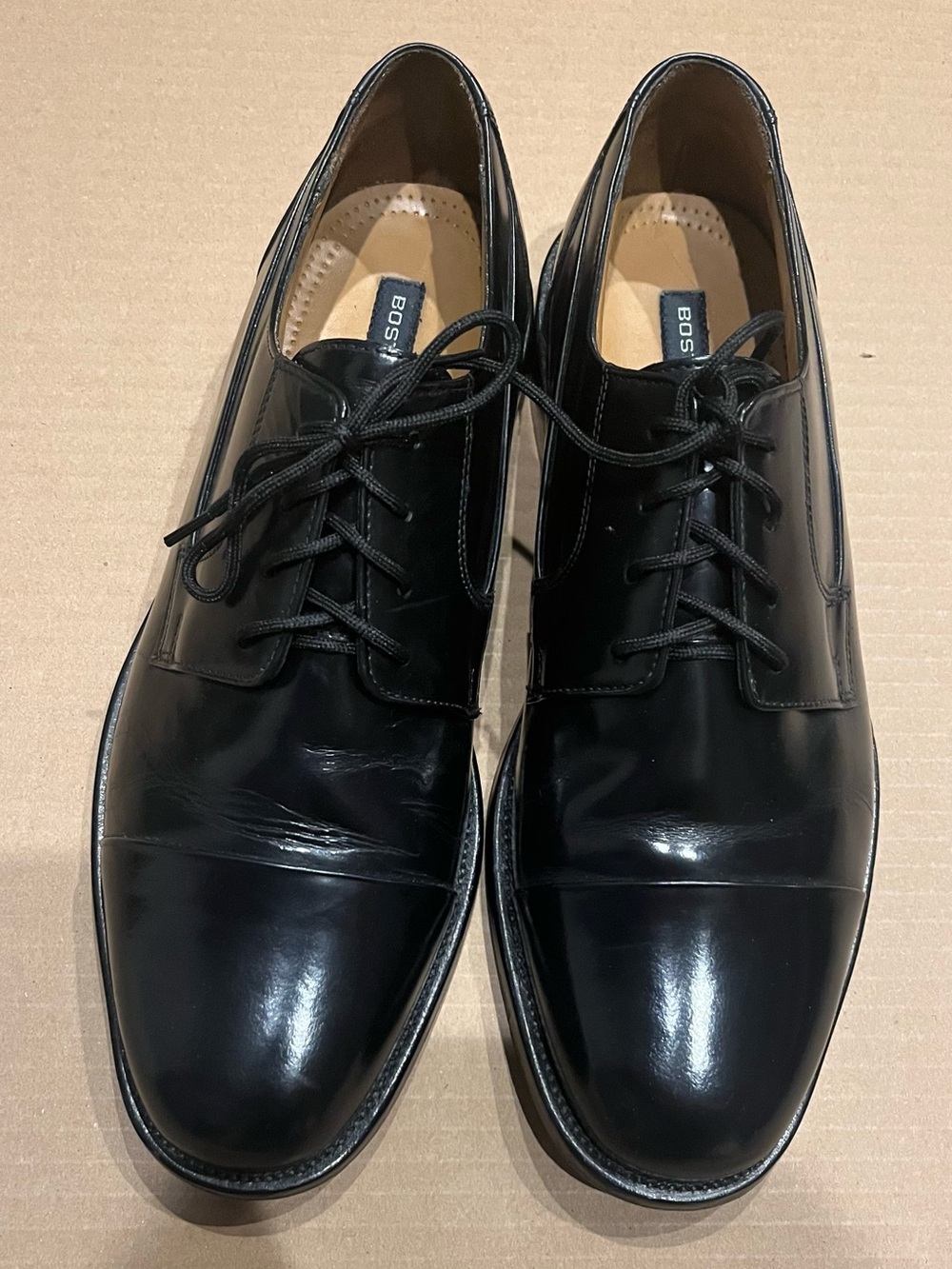 Bostonian Black Leather Cap-Toe Derby Dress Shoes